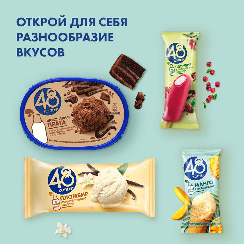 Мороженое сливочное 48 Копеек шоколадное с шоколадным соусом 8%, 232г — фото 5
