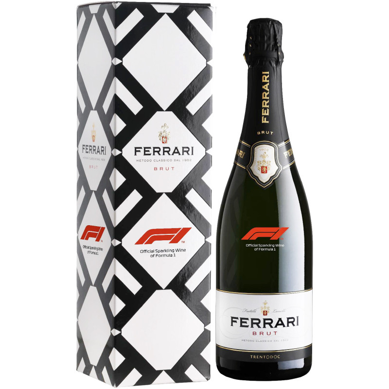Вино игристое Ferrari Трендо белое сухое 12.5% в подарочной упаковке, 750мл
