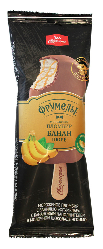 Пломбир Свитлогорье Фрумелье ваниль и банан в молочном шоколаде эскимо 15%, 80г — фото 2