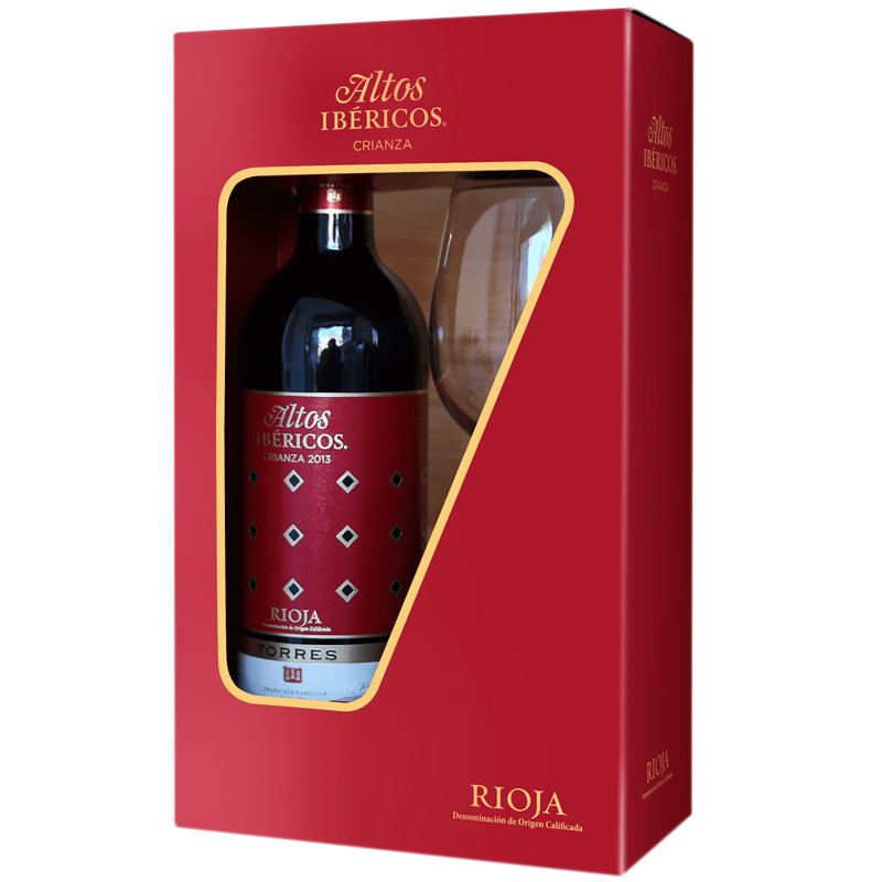Вино Torres Альтос Иберикос Крианса красное сухое в подарочной упаковке, 750мл + бокал