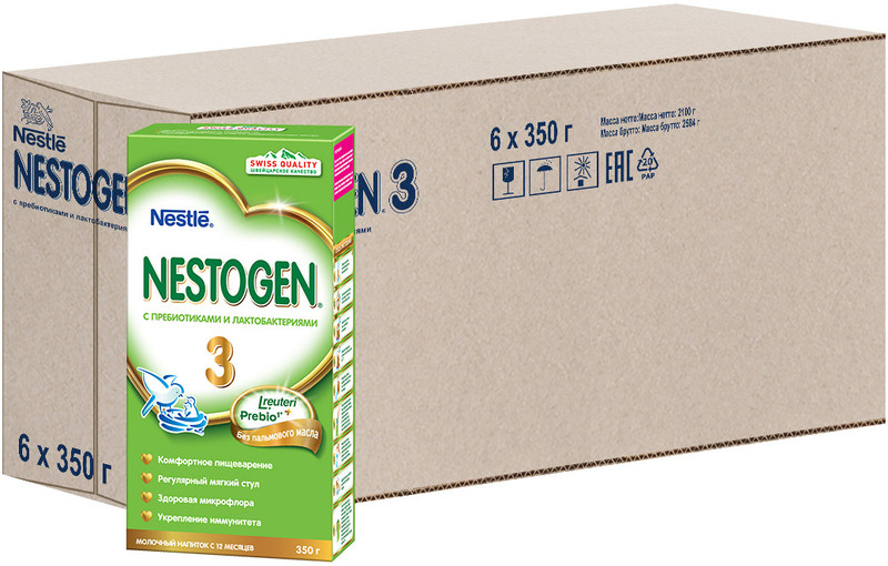 Напиток Nestogen 3 Детское молочко сухой молочный с пребиотиками, 350г — фото 1