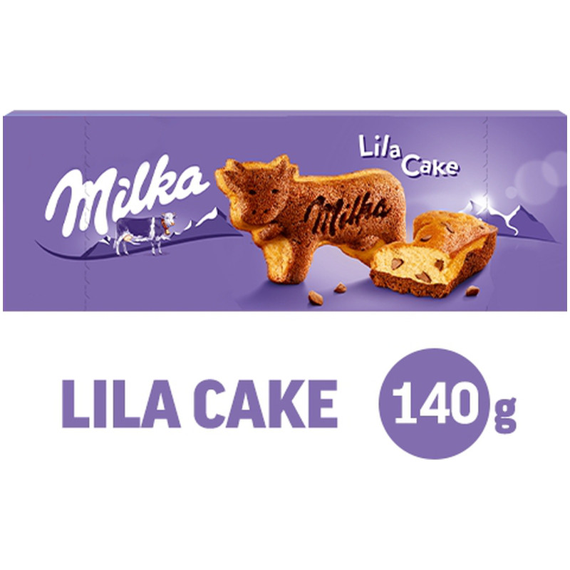 Пирожное Milka Лила Кейк двухслойное бисквитное с кусочками молочного шоколада, 5х28г — фото 1