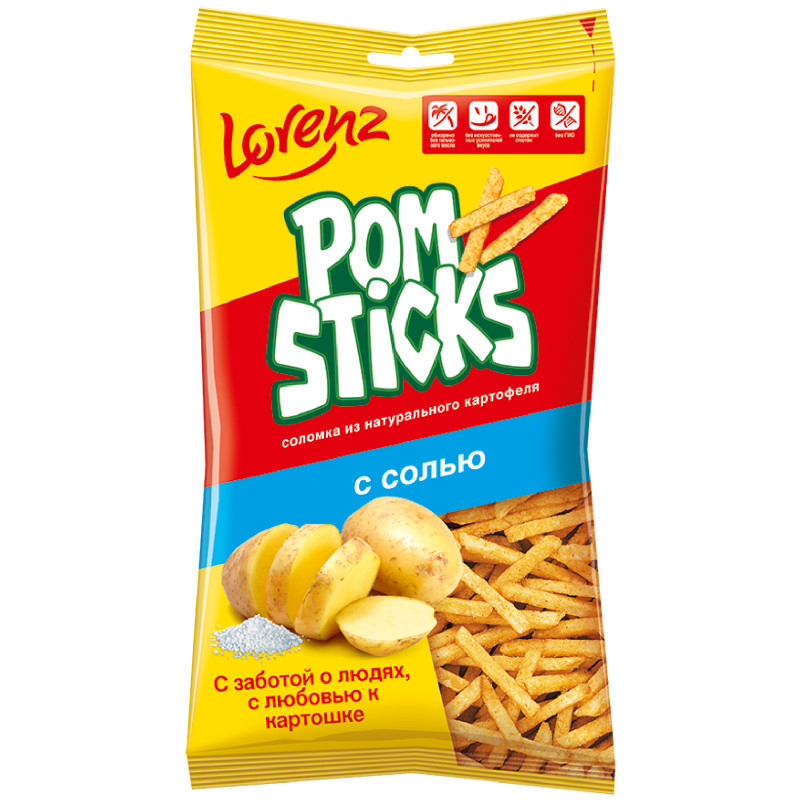 Чипсы картофельные соломкой Pomsticks с солью, 100г