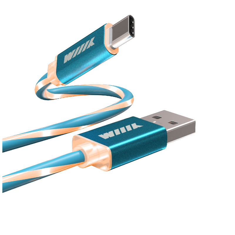 Кабель WIIIX USB+Type-C, светящийся, 1м