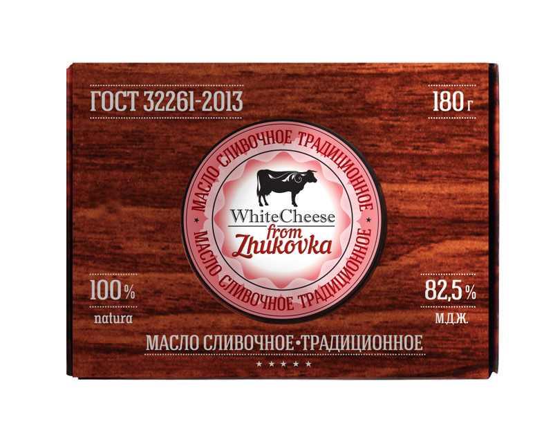 Масло сладкосливочное White Cheese From Zhukovka Традиционное несолёное 82.5%, 180г