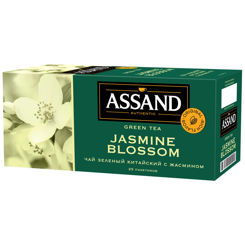 Чай Assand Jasmine Blossom зелёный с жасмином в пакетиках, 25х2г — фото 1