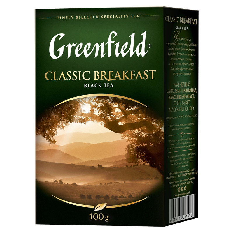 Чай Greenfield Classic Breakfast чёрный крупнолистовой, 100г — фото 1
