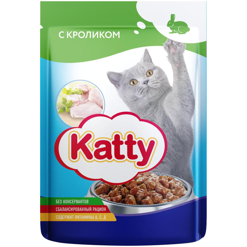 Корм Katty с кроликом для кошек, 85г