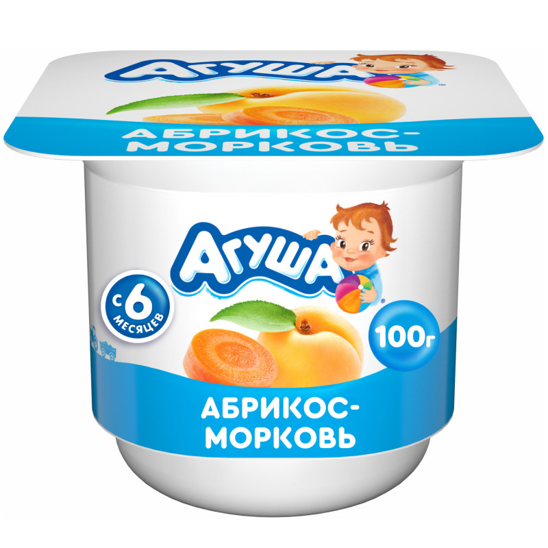 Творог фруктовый Агуша Абрикос-Морковь 3.9% с 6 месяцев, 100г — фото 1