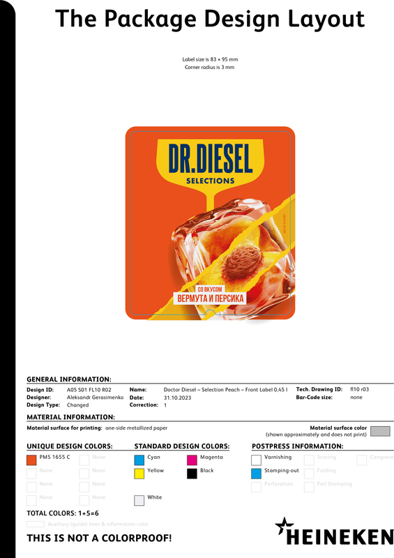 Пивной напиток Dr.Diesel Selections со вкусом Вермут - Персик нефильтрованный осветлённый пастеризованный 6,5%, 450мл — фото 5
