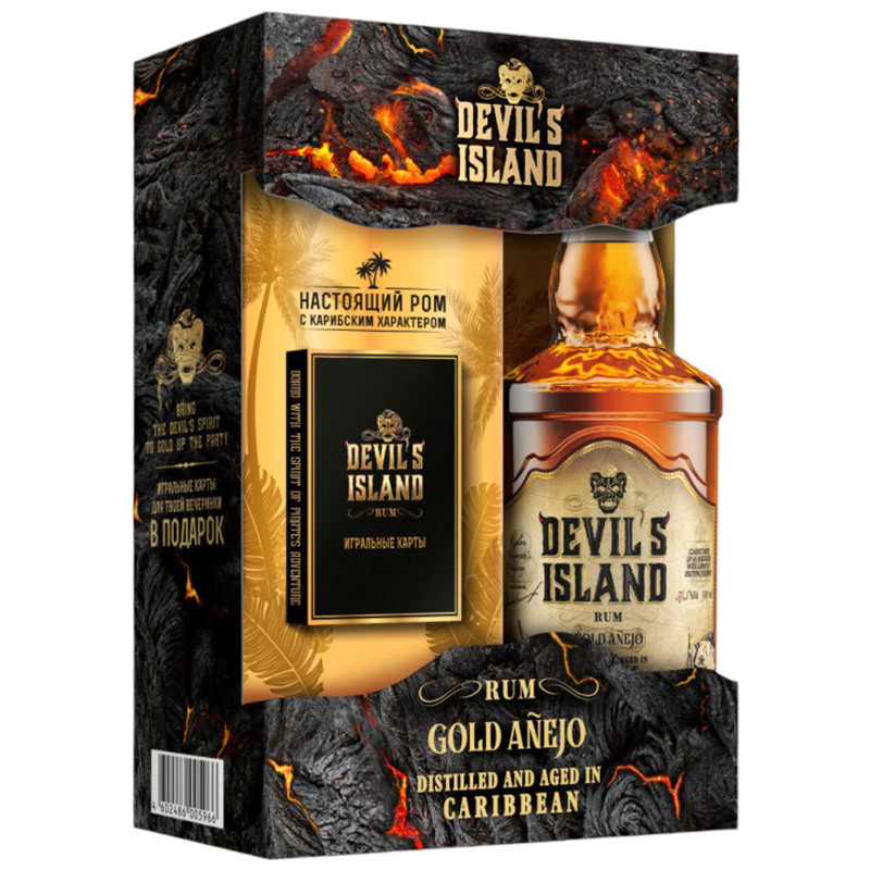 Ром Devil's Island Gold Anejo, 700мл + игральные карты