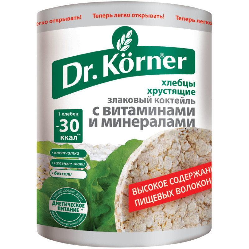Хлебцы Dr.Korner Злаковый коктейль с витаминами и минералами, 100г