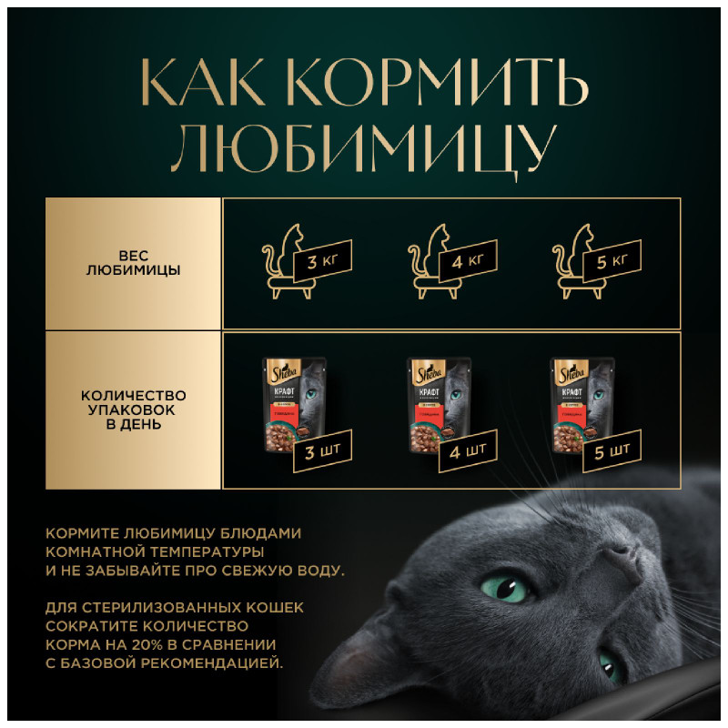 Влажный корм Sheba Craft Collection для кошек рубленые кусочки Говядина в соусе, 75г — фото 6