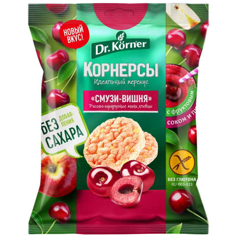 Хлебцы Dr.Korner Смузи-вишня рисово-кукурузные, 40г