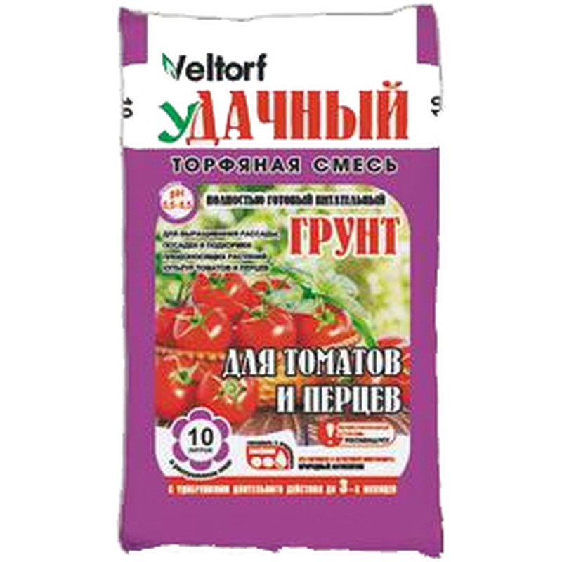 Грунт Veltorf Удачный Сезон для томатов и перца, 10л