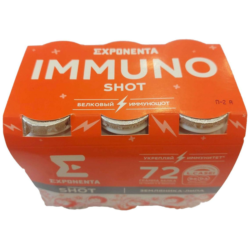 Кисломолочный напиток Exponenta Immuno Shot земляника-липа, 100мл — фото 1