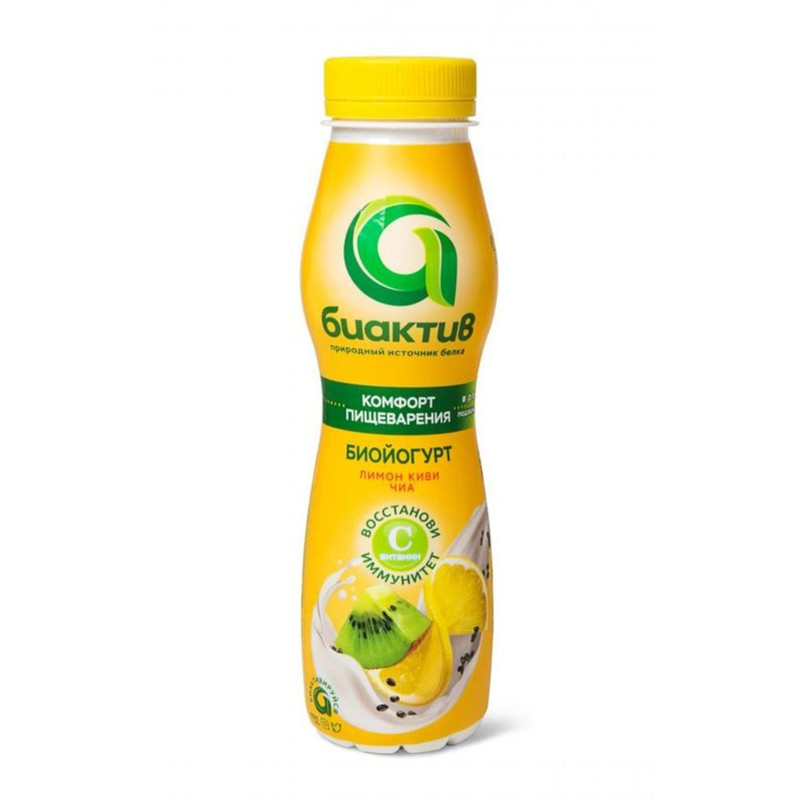 Биойогурт Биактив киви-лимон-чиа 2%, 270мл