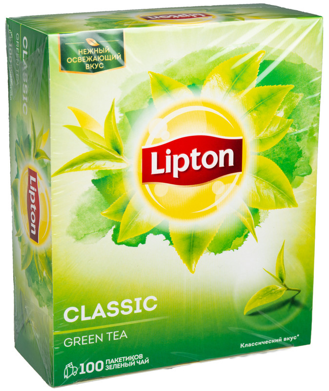 Чай Lipton Green Tea Classic зелёный байховый в пакетиках, 100x1.7г — фото 1