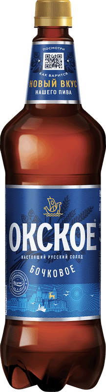 Пиво Окское Бочковое светлое 4.7%, 1.35л
