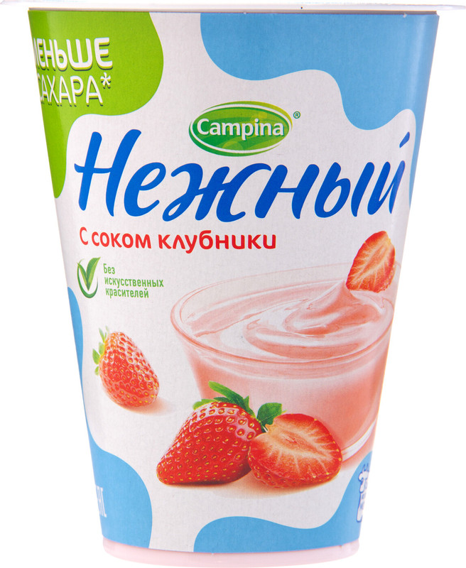 Продукт йогуртный Нежный с соком клубники 0.1%, 320г — фото 2