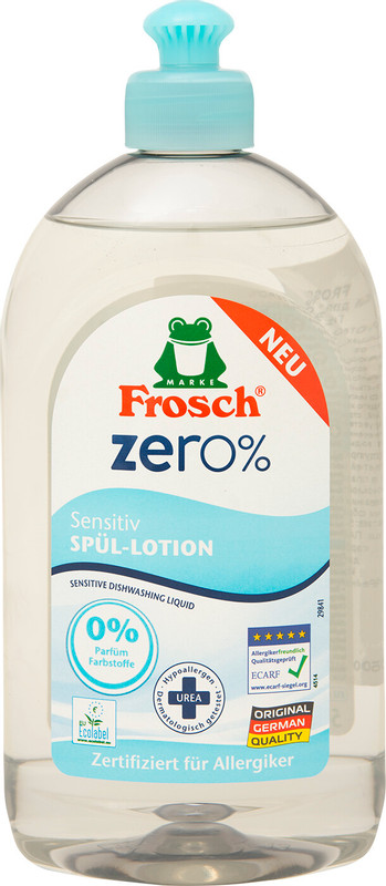 Бальзам Frosch Zero Сенсетив для мытья посуды гипоаллергенный, 500мл