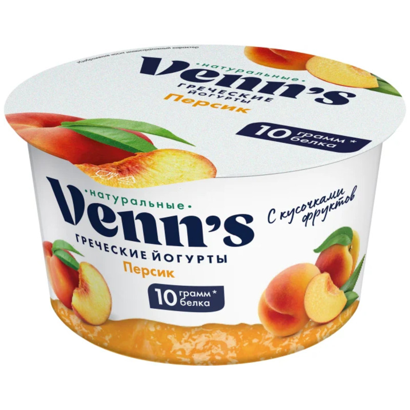 Йогурт Venns греческий персик обезжиренный 0.1%, 130г — фото 2