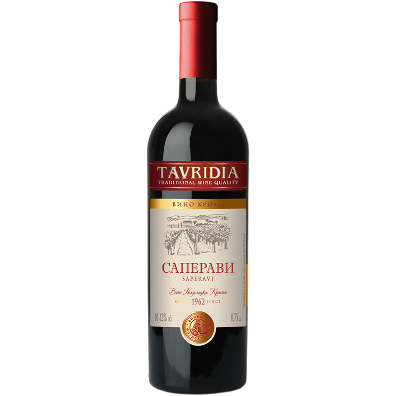 Вино Tavridia Saperavi красное полусладкое 10-12%, 750мл