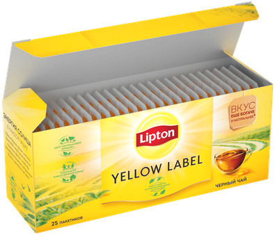 Чай Lipton Yellow Label чёрный в пакетиках, 25х2г — фото 3