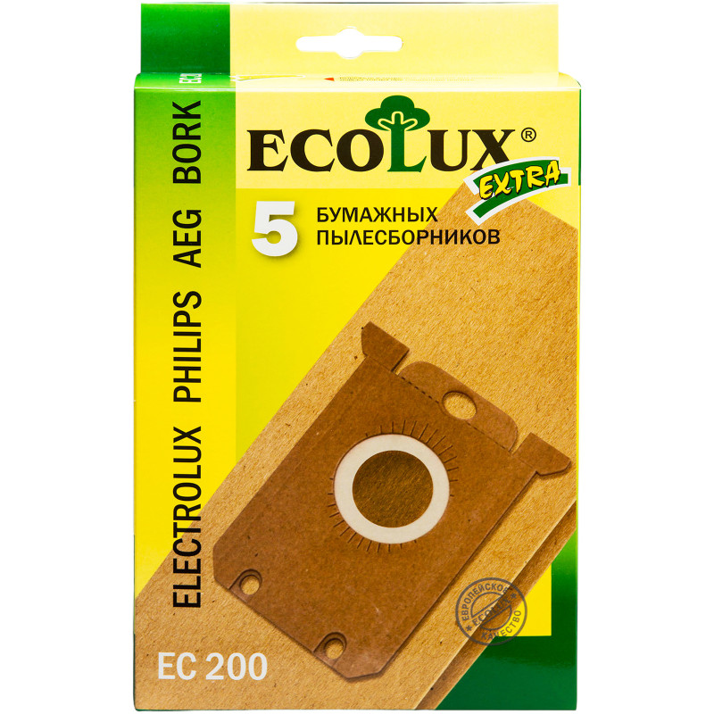 Мешок-пылесборник EcoLux Extra EC200 бумажный для пылесосов Electrolux S-Bag, 5шт — фото 1