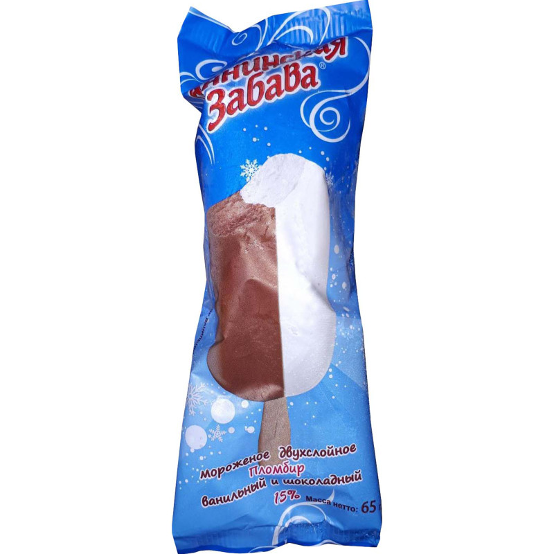 Пломбир Аннинская забава ванильный и шоколадный на палочке 15%, 65г