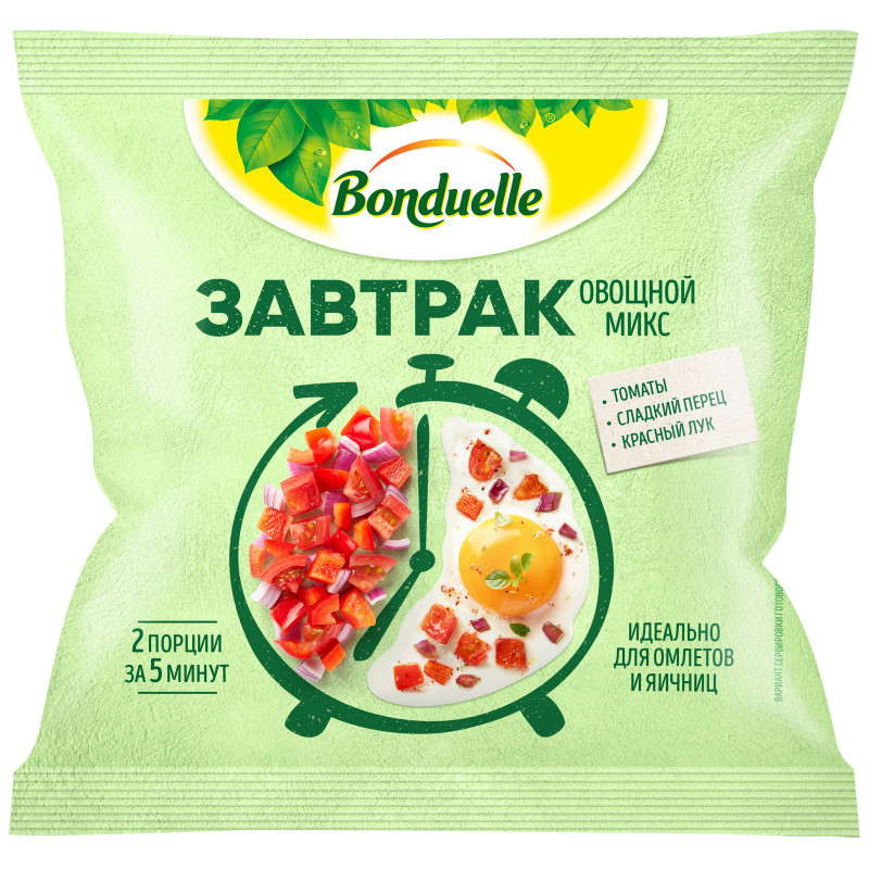 Смесь овощная Bonduelle Завтрак овощной микс с томатами быстрозамороженный, 200г — фото 1