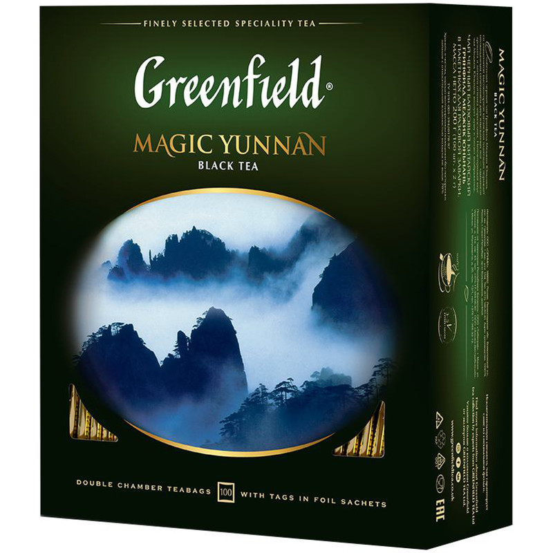 Чай Greenfield Magic Yunnan чёрный в пакетиках, 100x2г — фото 1