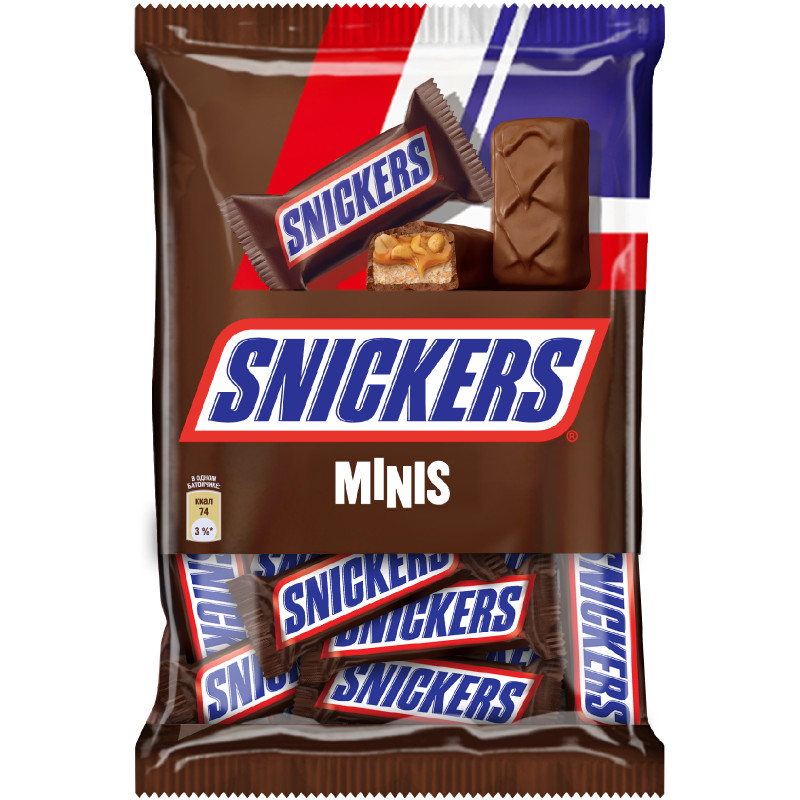 Батончики Snickers Minis шоколадные, 180г
