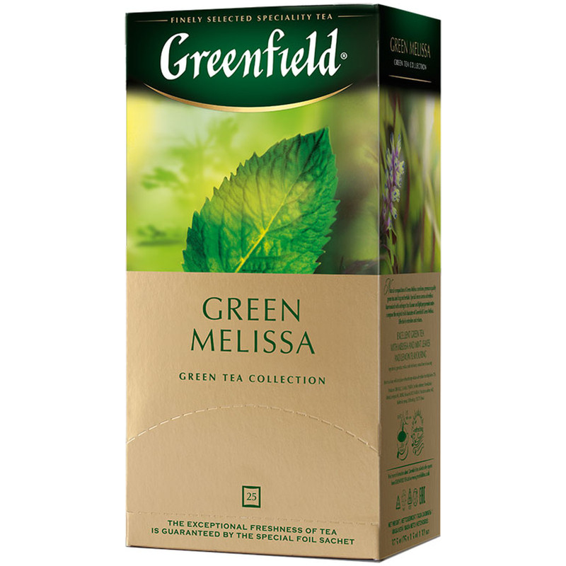 Чай Greenfield Грин мелисса зелёный в пакетиках, 25х1.5г — фото 1