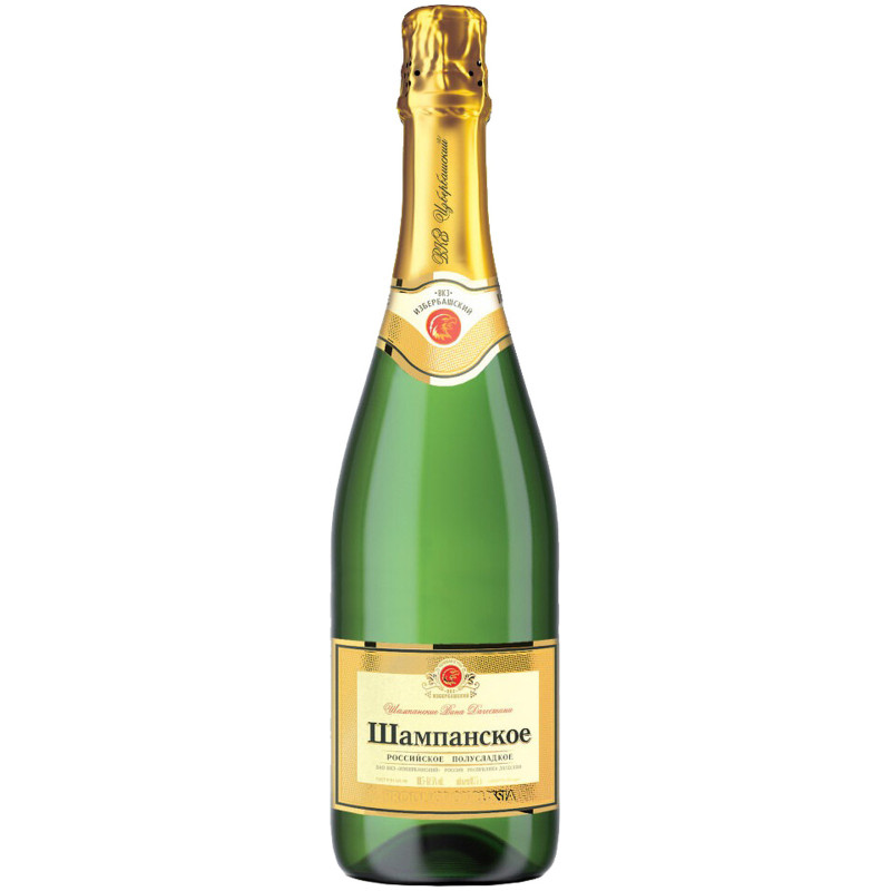 Шампанское игристое Избербаш Дагестанское белое полусладкое 10.5-13%, 750мл
