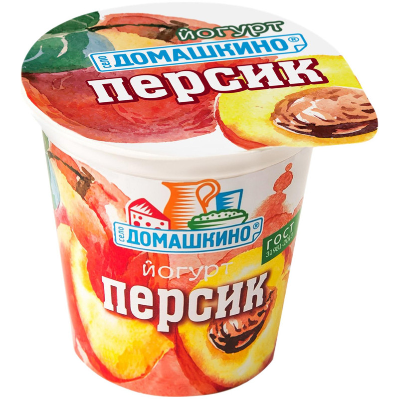 Йогурт Село Домашкино с наполнителем персик 2.5%, 150г