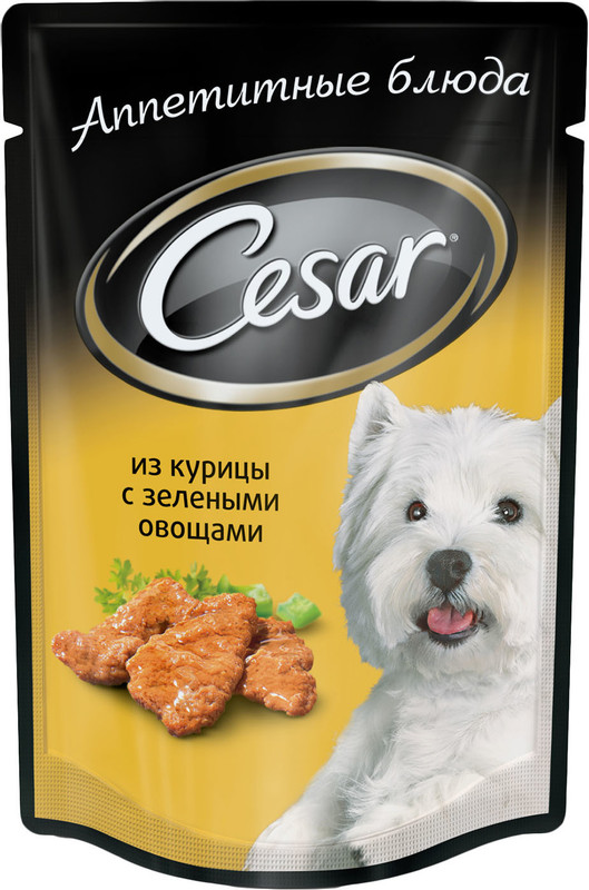 Корм Cesar курица-зелёные овощи для взрослых собак, 100г