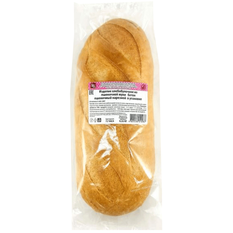 Батон Вкусный хлеб Нарезной пшеничный, 350г