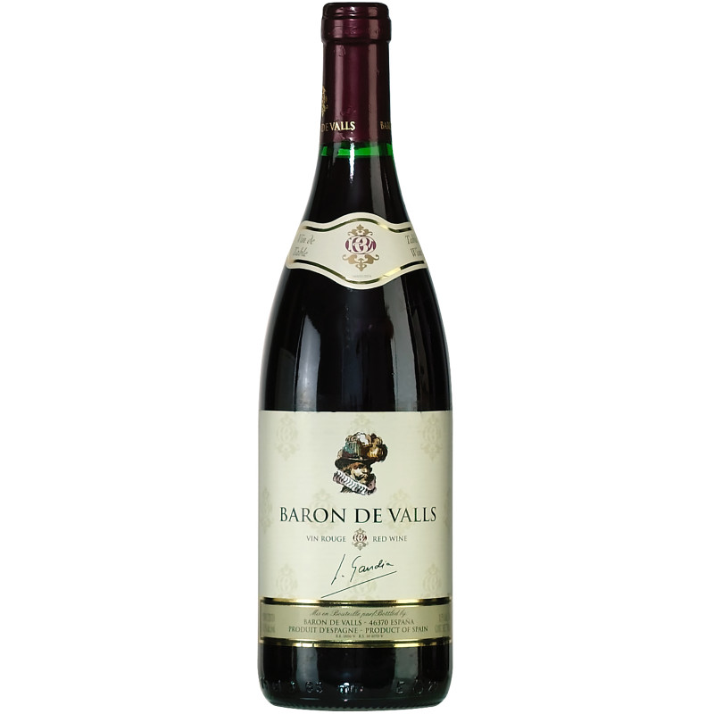 Вино Baron de Valls Гандия столовое красное полусухое 12.5%, 750мл