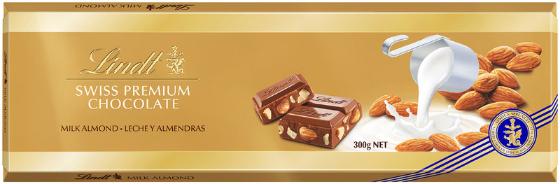 Шоколад молочный Lindt Swiss Premium с цельным миндалём, 300г — фото 1
