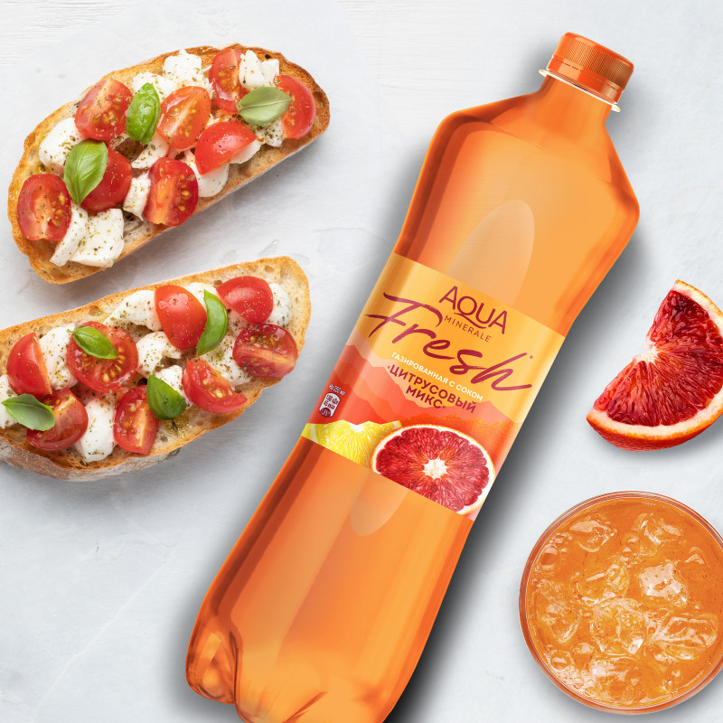 Напиток газированный Аква Минерале Цитрусовый микс со вкусом красного апельсина и грейпфрута безалкогольный, 1л — фото 2