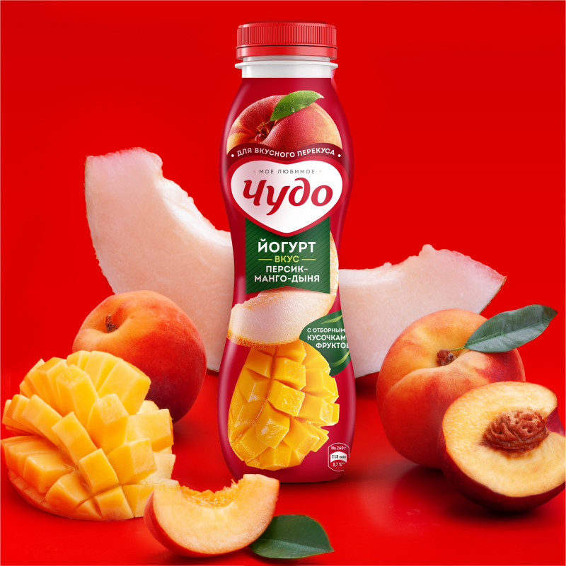 Йогурт фруктовый Чудо персик-манго-дыня 1.9%, 260мл — фото 5