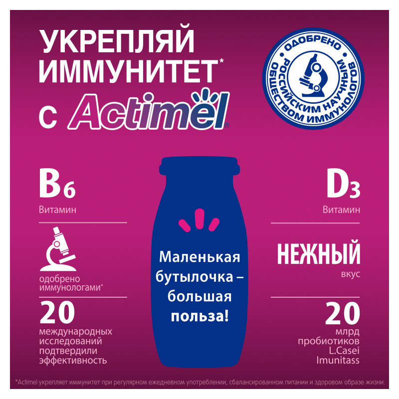 Продукт Actimel кисломолочный сладкий обогащенный 1.6%, 95мл — фото 3