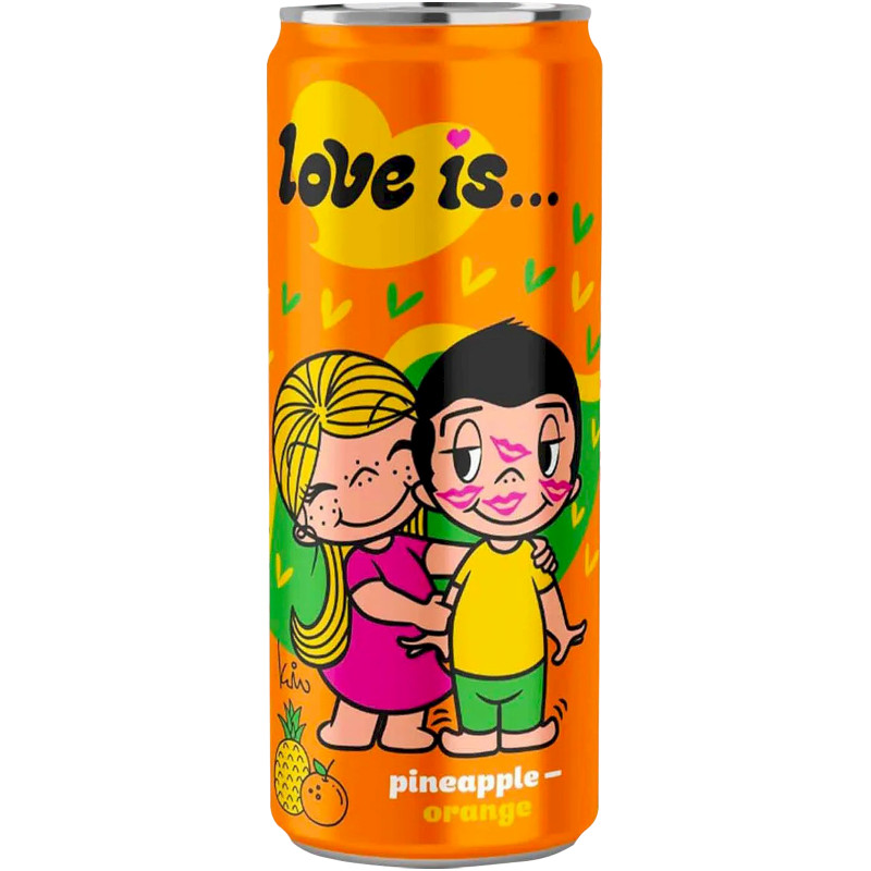 Напиток Love is со вкусом ананаса и апельсина безалкогольный газированный пастеризованный, 330мл