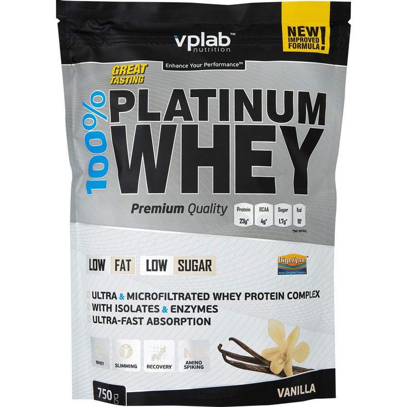 Протеин Vplab 100% Platinum Whey со вкусом ванили, 750г