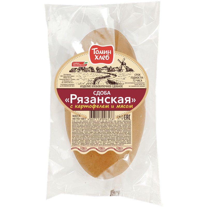 Сдоба Томин хлеб Рязанская с картофелем и мясом, 100г