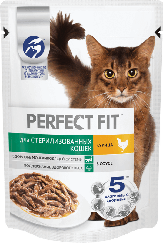 Влажный корм Perfect Fit полнорационный для стерилизованных кошек с курицей в соусе, 75г — фото 7