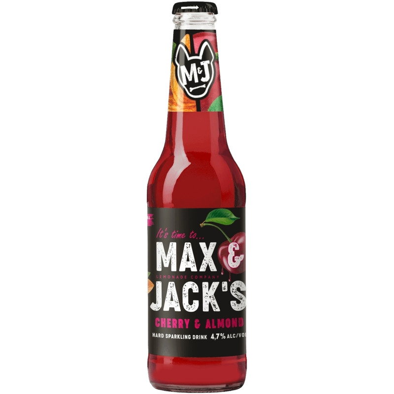 Пивной напиток Max&Jack’S Cherry Almond нефильтрованное осветленное постеризованное, 400мл