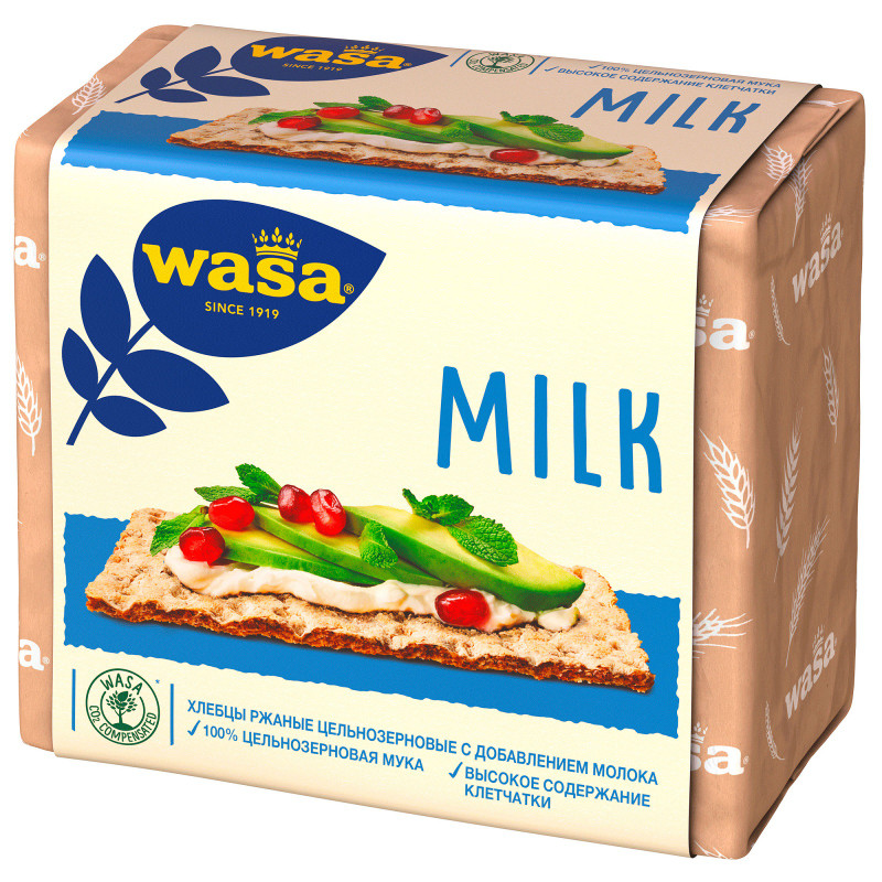 Хлебцы Wasa Milk ржаные цельнозерновые с добавлением молока, 230г — фото 1