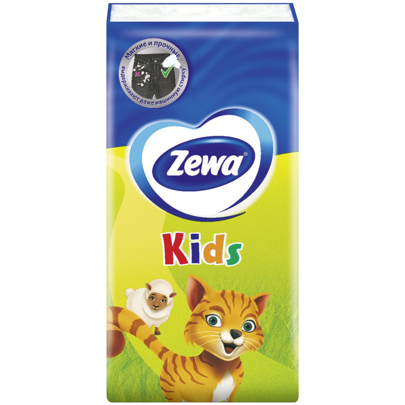 Платки носовые бумажные Zewa Kids 3 слоя, 10x10шт — фото 2